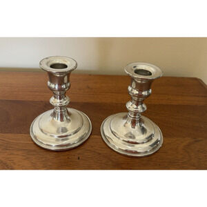 Set of 2 Candle holders-Empire pewter weighted "837"